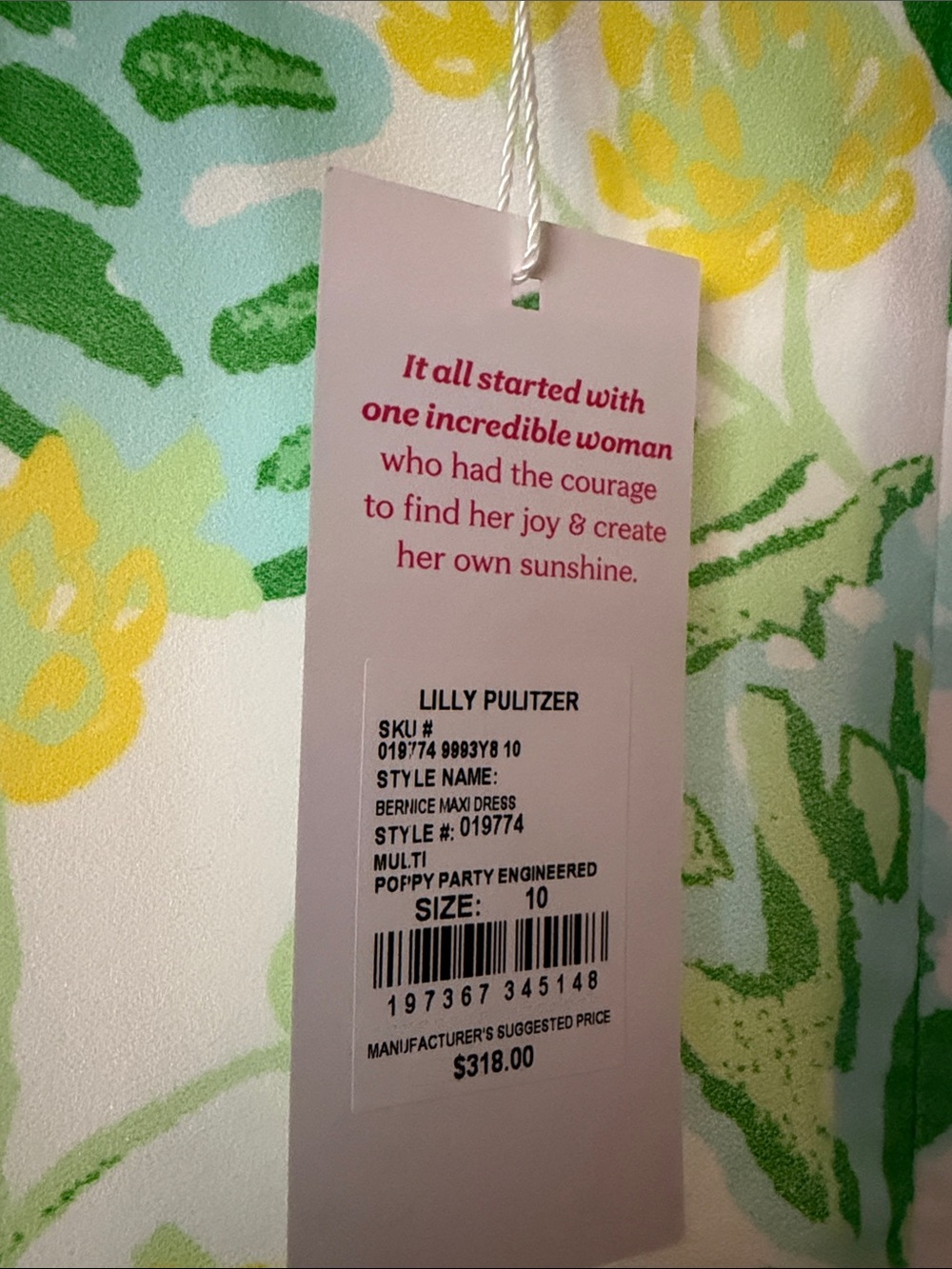Lilly Pulitzer Bernice Maxi Green, Pink & Yellow Floral Tie-Shoulder Maxi Dress - Picture 3 of 9